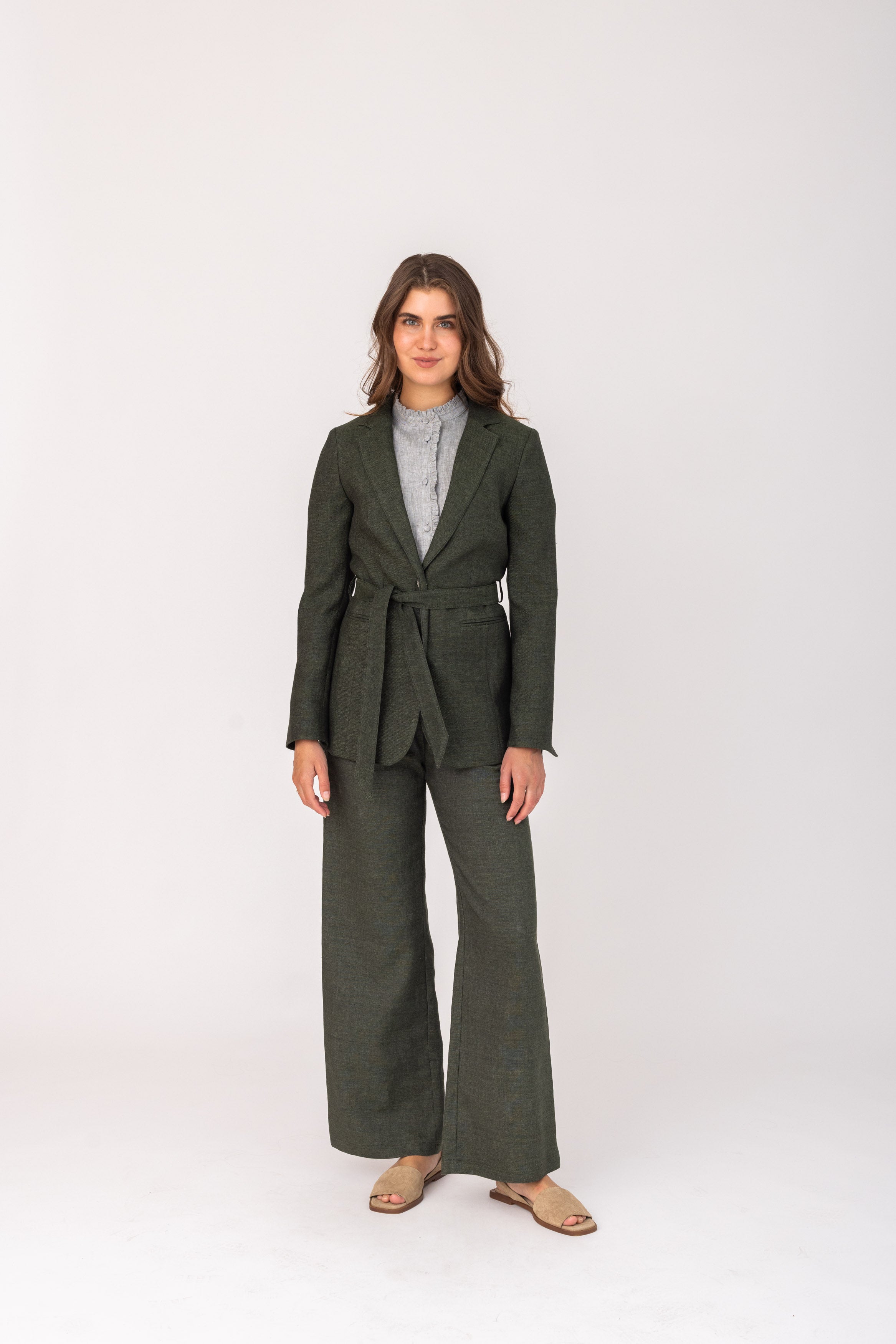 Damen Leinenhose Hildine Tanne