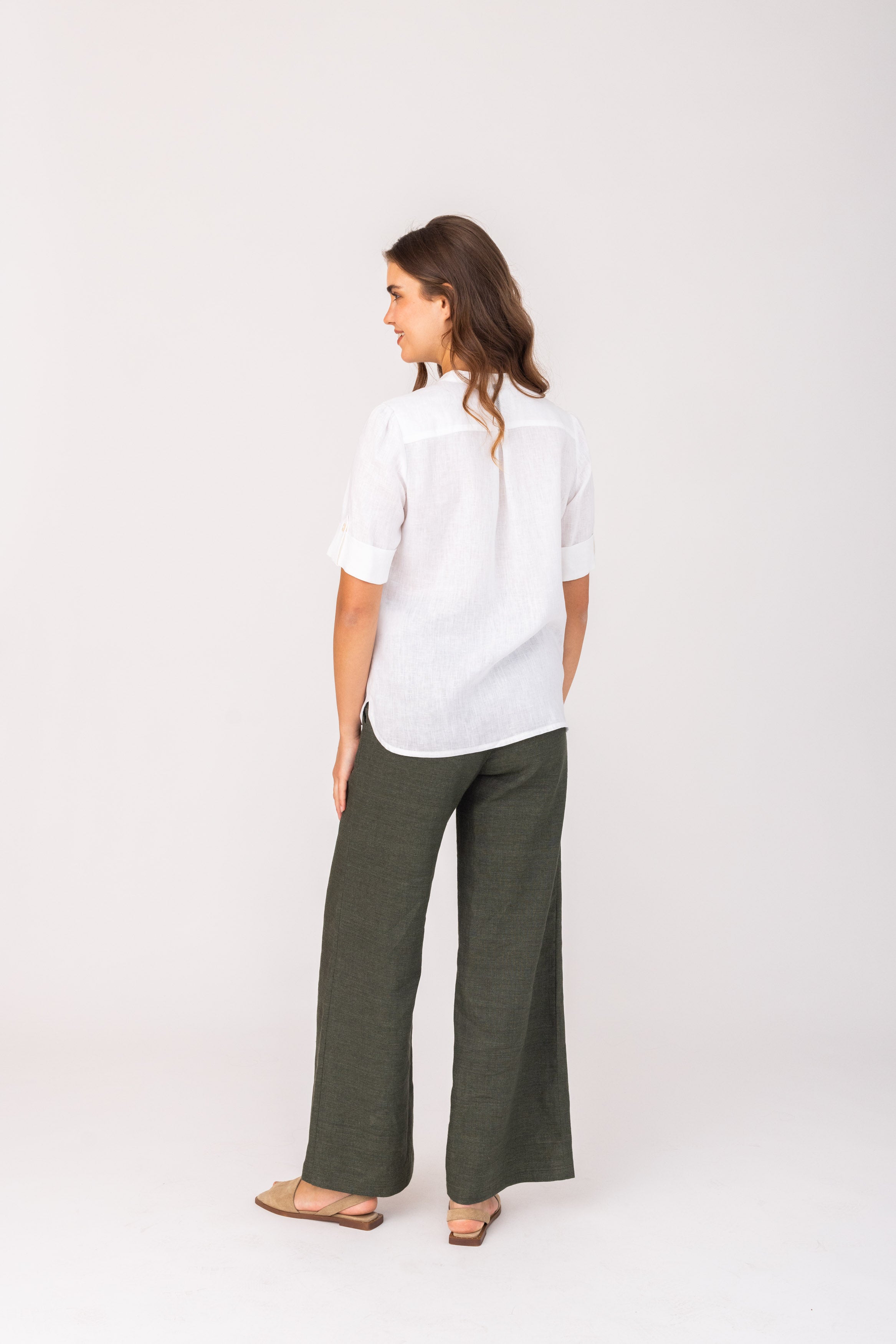 Damen Leinenhose Hildine Tanne